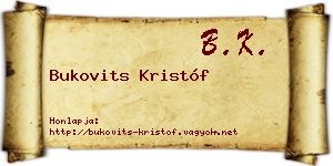 Bukovits Kristóf névjegykártya